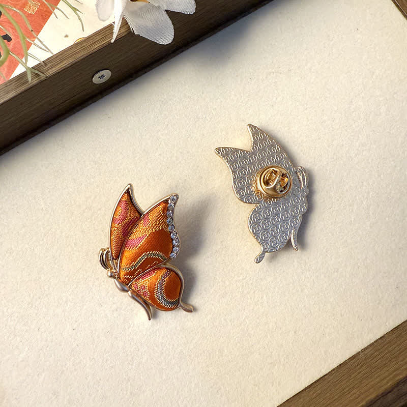 Buddha Stones Handcrafted Butterfly with Rhinestone Transformation Tone Alloy Brooch - image 11