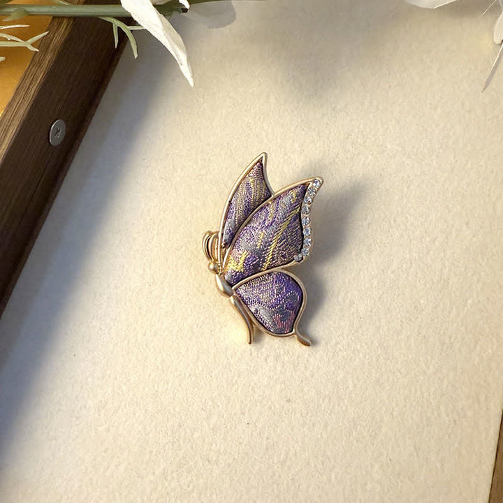 Buddha Stones Handcrafted Butterfly with Rhinestone Transformation Tone Alloy Brooch - Butterfly(Transformation ♥ Love) - Purple - Song Brocade (Prosperity♥Harmony) - image 6