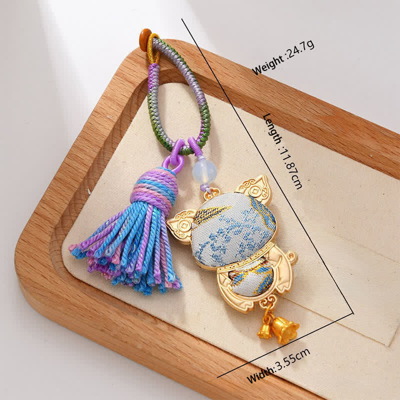 Buddha Stones Song Brocade Handmade Chinese Zodiac Luck Tassel Keychain - Pig - image 22