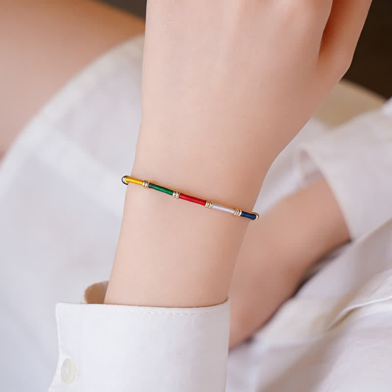 Buddha Stones Handmade Five Color Wind Horse Prayer Flag Protection Bracelet - image 7