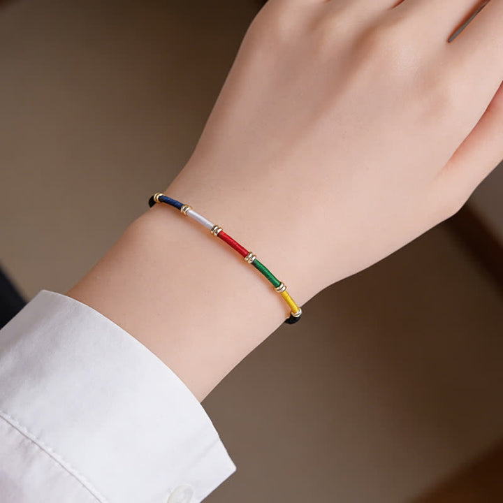 Buddha Stones Handmade Five Color Wind Horse Prayer Flag Protection Bracelet - image 8