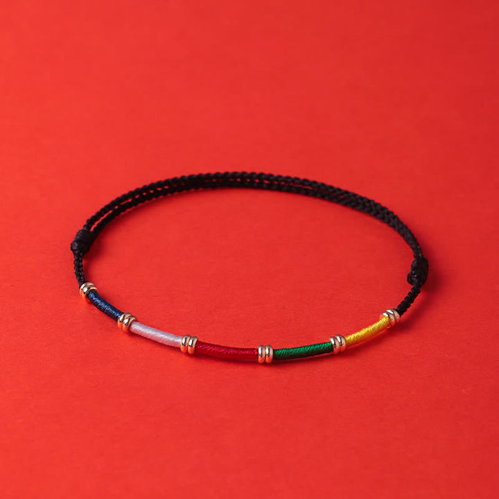 Buddha Stones Handmade Five Color Wind Horse Prayer Flag Protection Bracelet - image 3