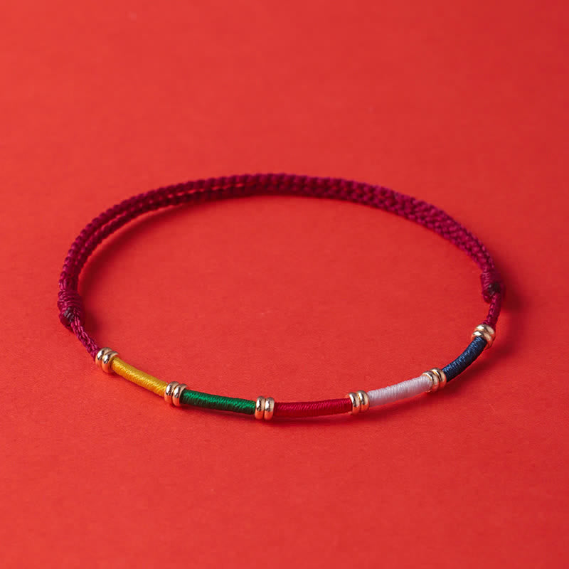Buddha Stones Handmade Five Color Wind Horse Prayer Flag Protection Bracelet - image 2