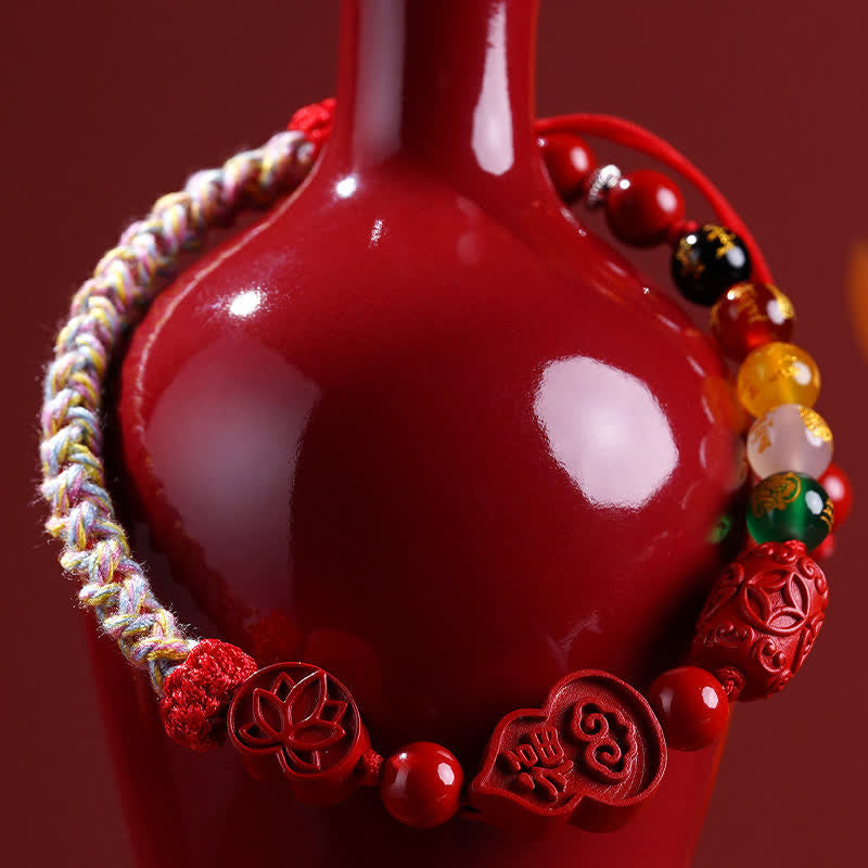 Buddha Stones Cinnabar Fu Character Gourd Fortune Hand-Woven Red String Bracelet - image 4
