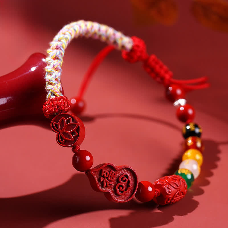 Buddha Stones Cinnabar Fu Character Gourd Fortune Hand-Woven Red String Bracelet - image 3