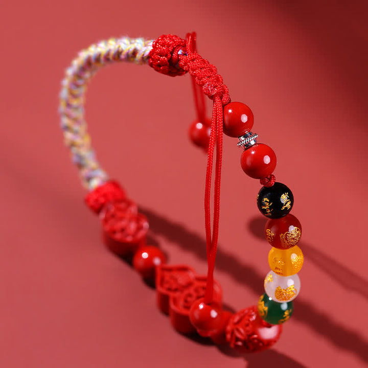 Buddha Stones Cinnabar Fu Character Gourd Fortune Hand-Woven Red String Bracelet - image 2