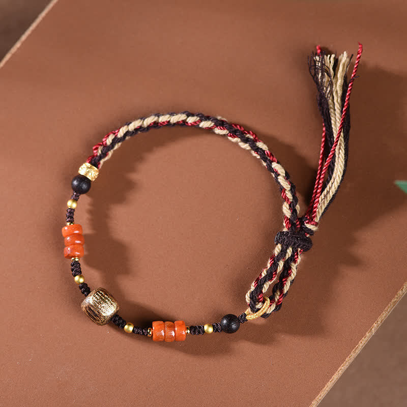 Buddha Stones Hand-Woven Red Sandalwood Blessing Braided Tassel Bracelet - image 7