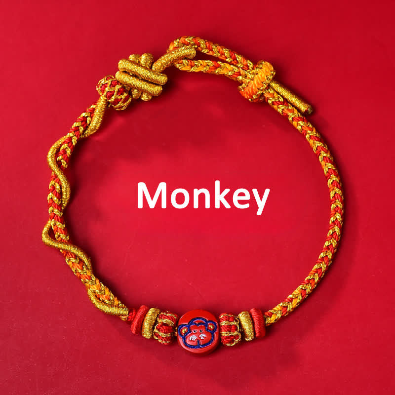 Buddha Stones Cinnabar Chinese Zodiac Blessing Hand-Woven Red String Bracelet - Chinese Zodiac(Protection ♥ Vitality) - Monkey - Cinnabar(Blessing♥Calm) - image 12