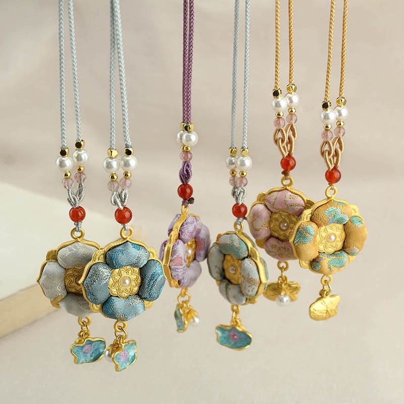 Buddha Stones Song Brocade Four-Leaf Clover Luck Necklace - image 20