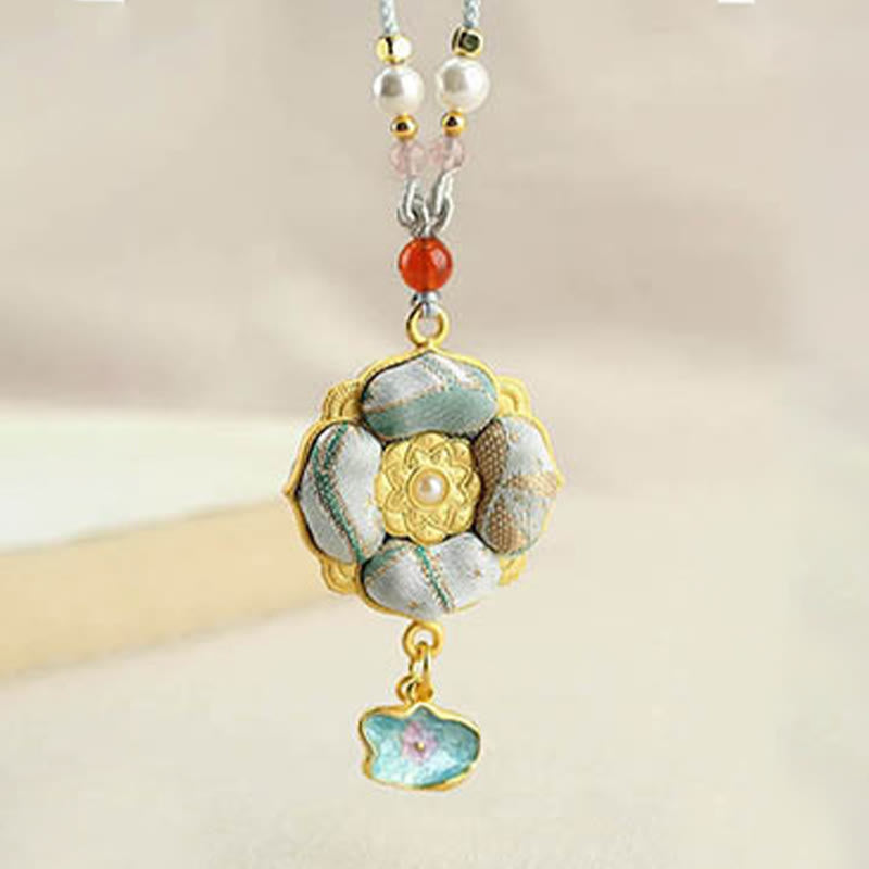 Buddha Stones Song Brocade Four-Leaf Clover Luck Necklace - image 16