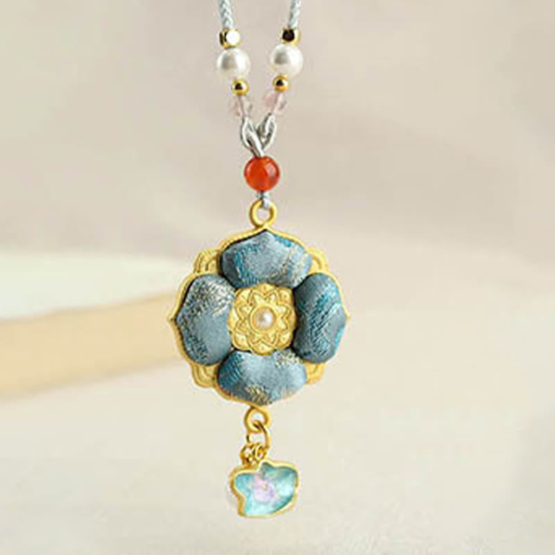 Buddha Stones Song Brocade Four-Leaf Clover Luck Necklace - image 6