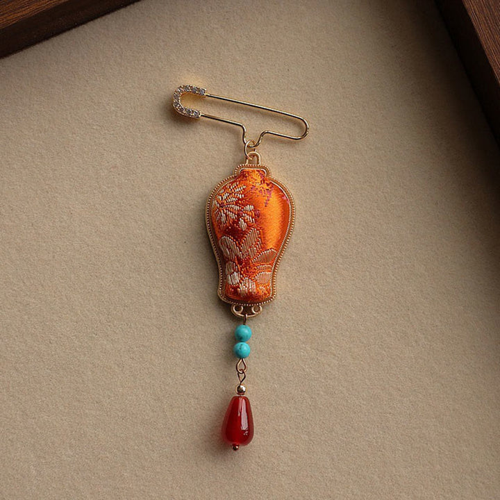 Buddha Stones Song Brocade Vase Design Elegant Brooch - image 6