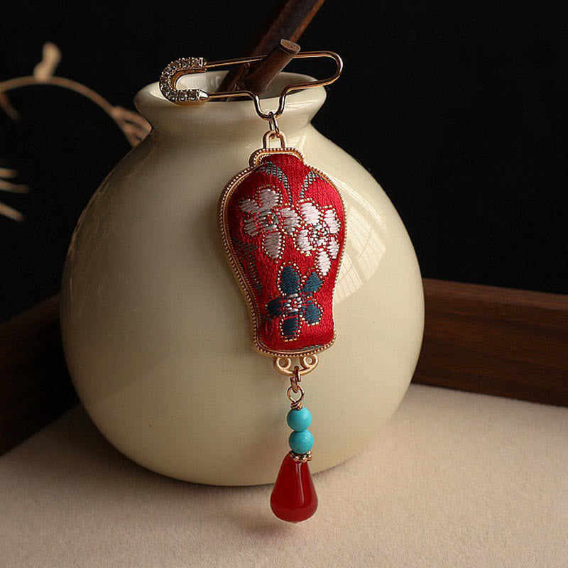 Buddha Stones Song Brocade Vase Design Elegant Brooch - image 0