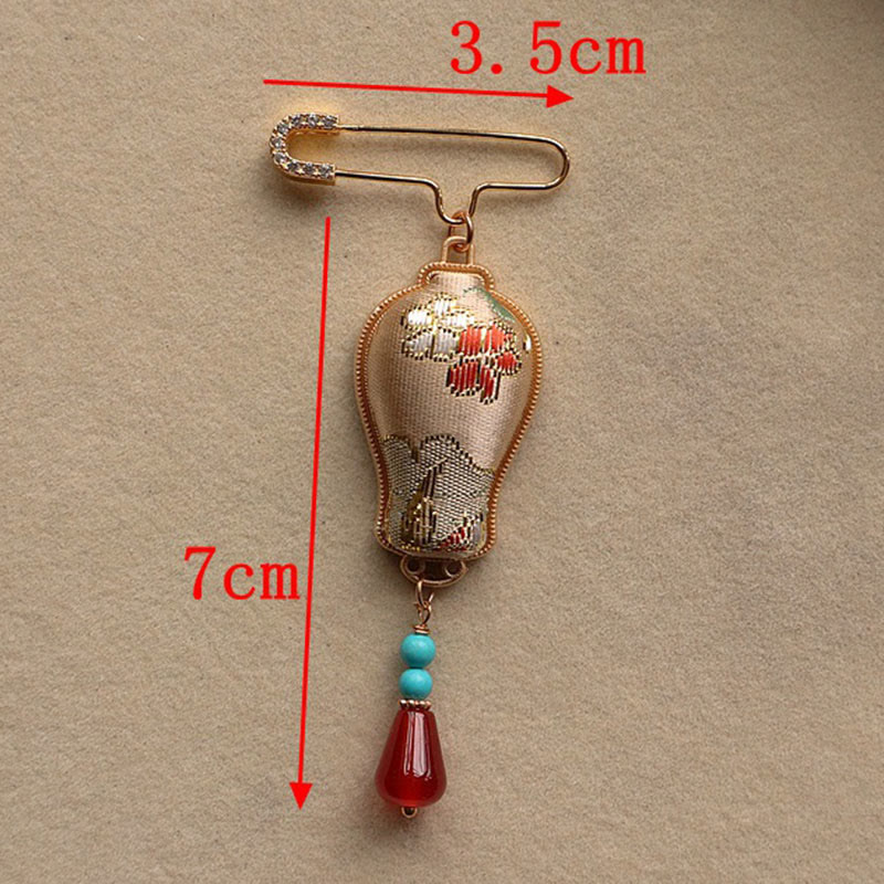 Buddha Stones Song Brocade Vase Design Elegant Brooch - image 5