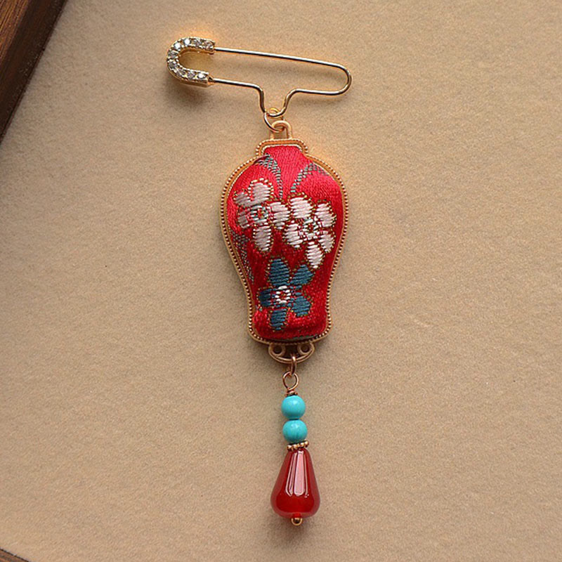 Buddha Stones Song Brocade Vase Design Elegant Brooch - image 1