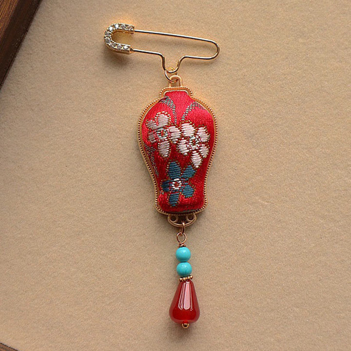 Buddha Stones Song Brocade Vase Design Elegant Brooch - image 1