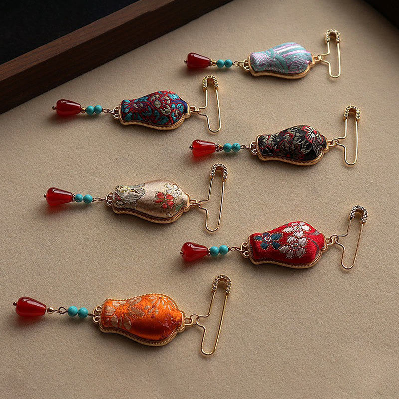 Buddha Stones Song Brocade Vase Design Elegant Brooch - image 11