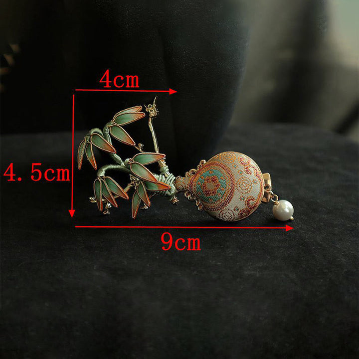 Buddha Stones Song Brocade Bamboo Leaves Vase Design Balance Brooch - image 10