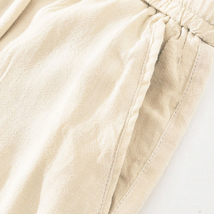 Buddha Stones Summer Casual Vintage Drawstring Solid Long Pants Men's Tapered Pants With Pockets - image 8