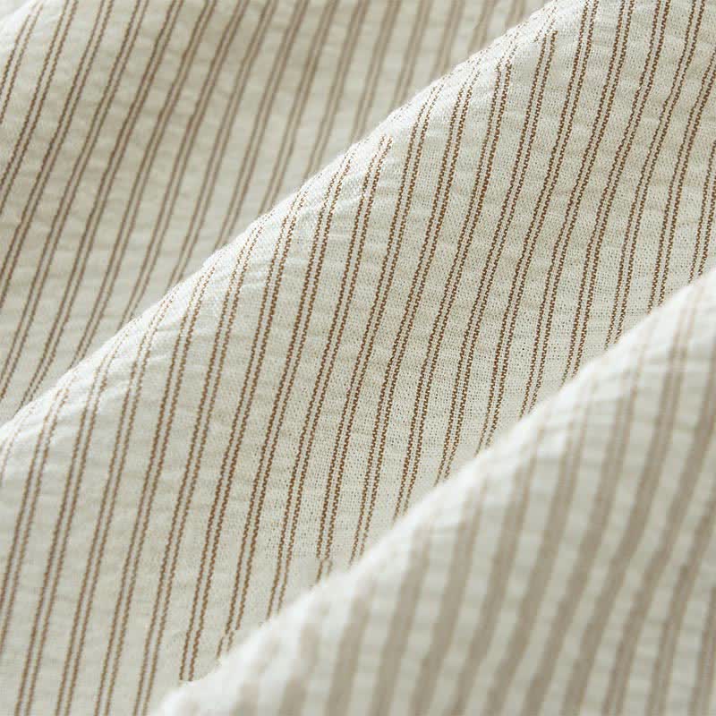 Buddha Stones Summer Casual Button-Up Striped Cotton Men's Short Sleeve Shirts With Decorative Pocket - image 11