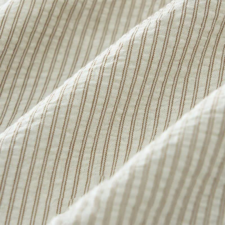 Buddha Stones Summer Casual Button-Up Striped Cotton Men's Short Sleeve Shirts With Decorative Pocket - image 11