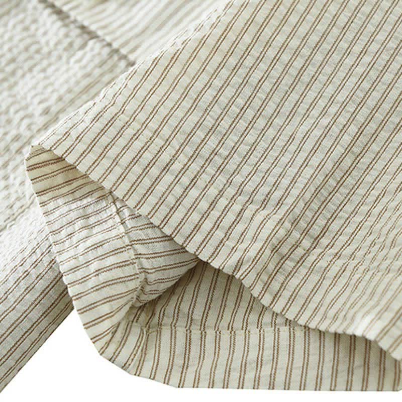 Buddha Stones Summer Casual Button-Up Striped Cotton Men's Short Sleeve Shirts With Decorative Pocket - image 10