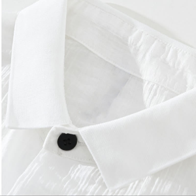 Buddha Stones Summer Casual Minimalist Button-Up Solid Men's Shirts - image 12