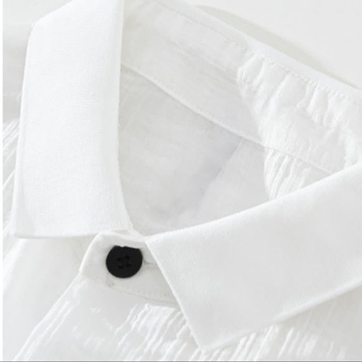 Buddha Stones Summer Casual Minimalist Button-Up Solid Men's Shirts - image 12