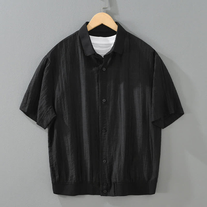 Buddha Stones Summer Casual Minimalist Button-Up Solid Men's Shirts - Black - US/UK/AU46，EU56 (5XL) - image 10