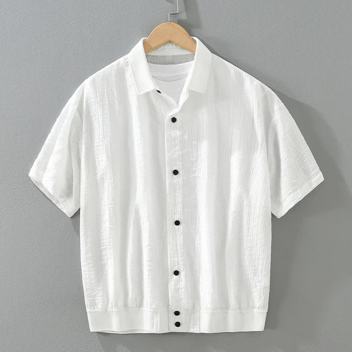 Buddha Stones Summer Casual Minimalist Button-Up Solid Men's Shirts - White - US/UK/AU46，EU56 (5XL) - image 11
