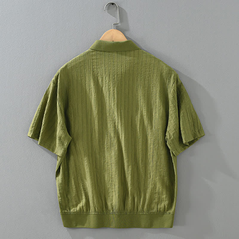 Buddha Stones Summer Casual Minimalist Button-Up Solid Men's Shirts - image 1
