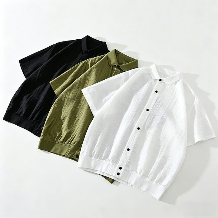 Buddha Stones Summer Casual Minimalist Button-Up Solid Men's Shirts - image 17