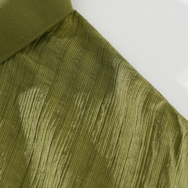 Buddha Stones Summer Casual Minimalist Button-Up Solid Men's Shirts - image 4