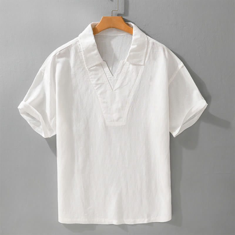 Buddha Stones Summer Casual Minimalist Solid Men's Shirts - White - US/UK/AU46，EU56 (5XL) - image 9