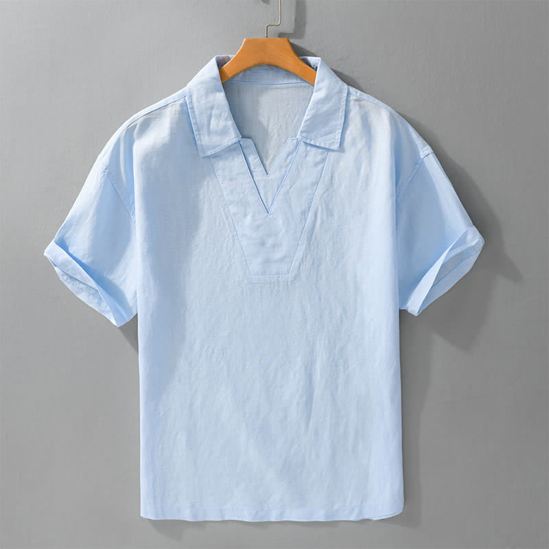 Buddha Stones Summer Casual Minimalist Solid Men's Shirts - LightBlue - US/UK/AU46，EU56 (5XL) - image 3