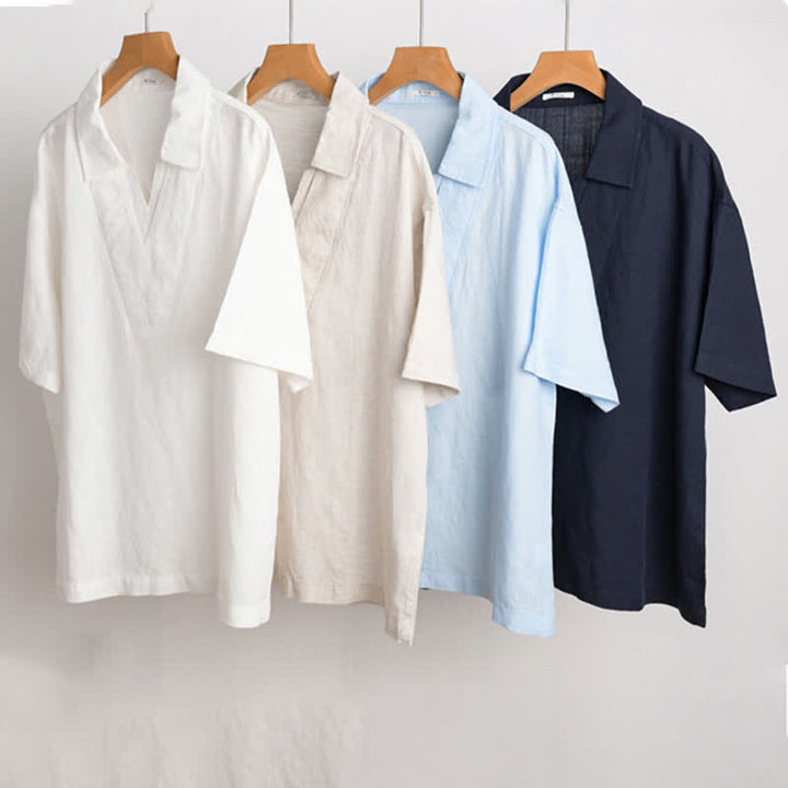 Buddha Stones Summer Casual Minimalist Solid Men's Shirts - image 13