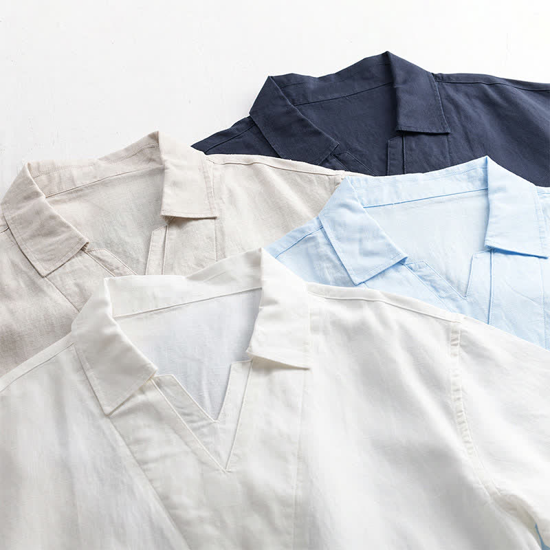 Buddha Stones Summer Casual Minimalist Solid Men's Shirts - image 14