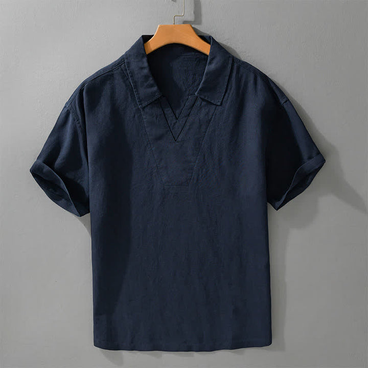 Buddha Stones Summer Casual Minimalist Solid Men's Shirts - MidnightBlue - US/UK/AU46，EU56 (5XL) - image 5