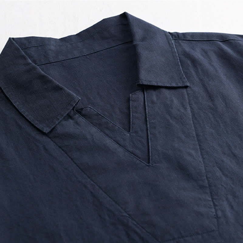 Buddha Stones Summer Casual Minimalist Solid Men's Shirts - image 6
