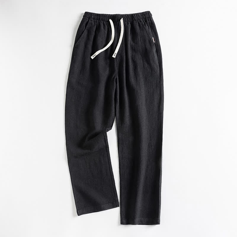 Buddha Stones Spring Casual Minimalist Drawstring Solid Men's Tapered Pants With Pocket - Black - US/UK/AU44，EU54 (4XL) - image 2
