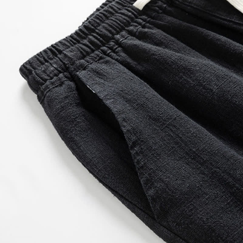 Buddha Stones Spring Casual Minimalist Drawstring Solid Men's Tapered Pants With Pocket - image 4