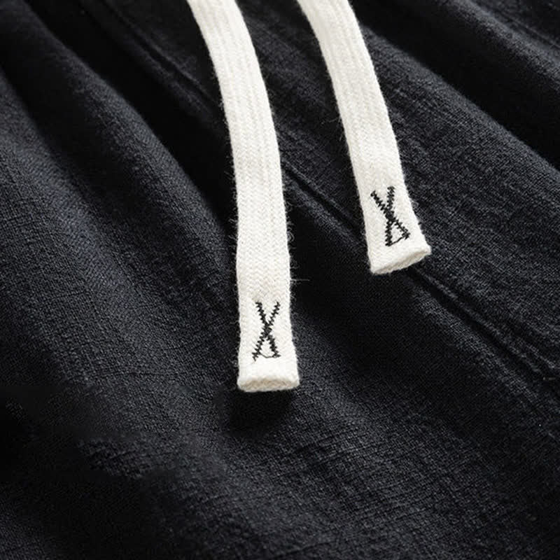 Buddha Stones Spring Casual Minimalist Drawstring Solid Men's Tapered Pants With Pocket - image 6