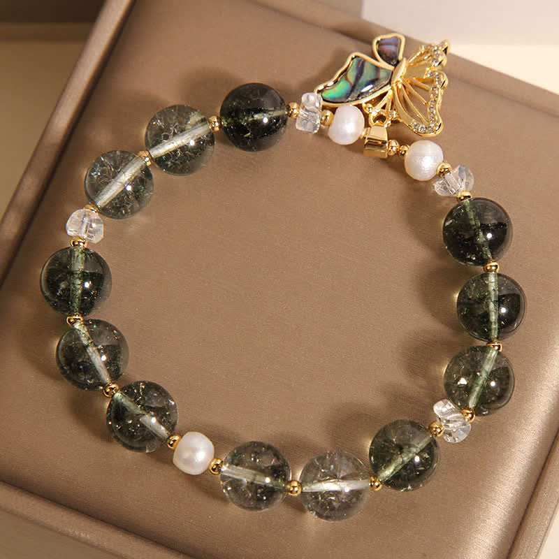 Buddha Stones Green Phantom Pearl Accent Butterfly Growth Beaded Bracelet - image 8