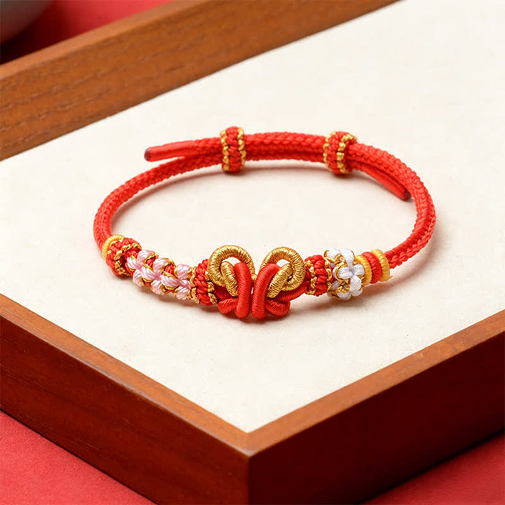 Buddha Stones Handmade Woven Butterfly Luck Adjustable String Bracelet - Red - Red String(Protection♥Luck) - image 0