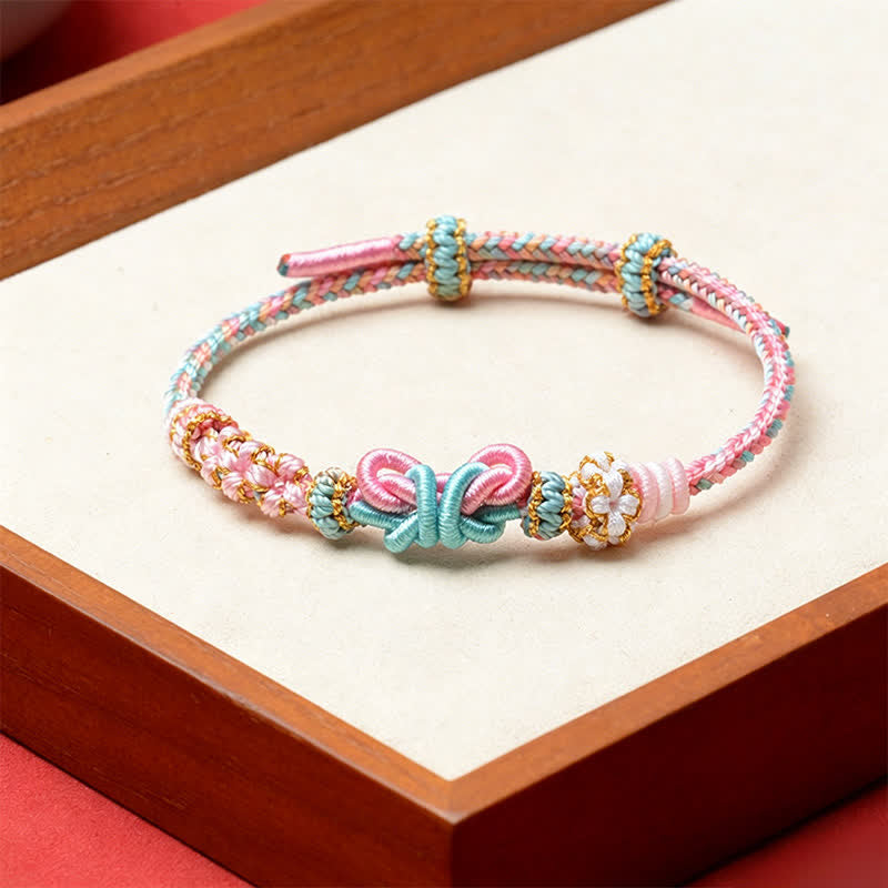 Buddha Stones Handmade Woven Butterfly Luck Adjustable String Bracelet - Pink - Red String(Protection♥Luck) - image 2