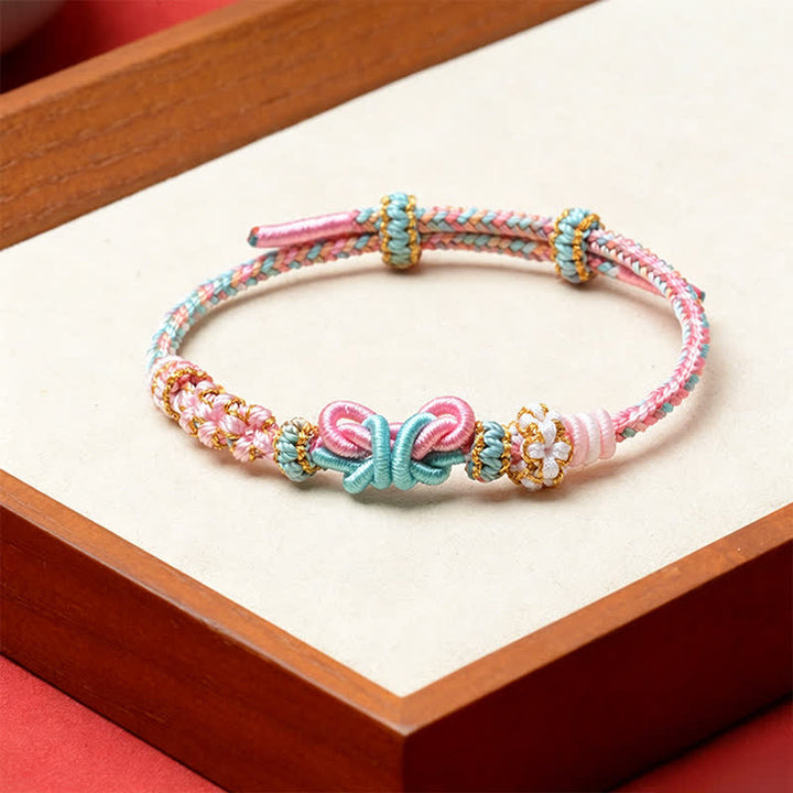 Buddha Stones Handmade Woven Butterfly Luck Adjustable String Bracelet - Pink - Red String(Protection♥Luck) - image 2
