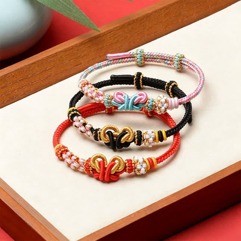 Buddha Stones Handmade Woven Butterfly Luck Adjustable String Bracelet - image 12
