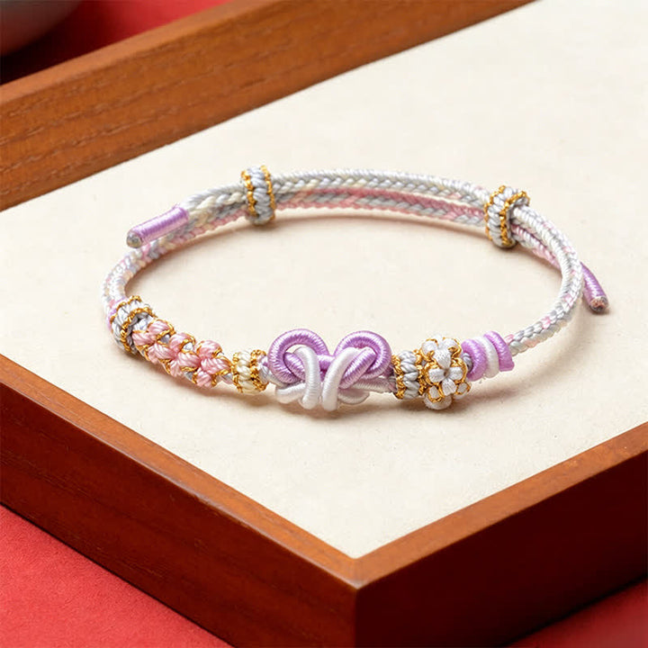Buddha Stones Handmade Woven Butterfly Luck Adjustable String Bracelet - Plum - Red String(Protection♥Luck) - image 5