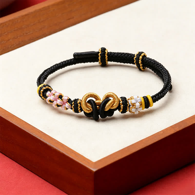 Buddha Stones Handmade Woven Butterfly Luck Adjustable String Bracelet - Black - Red String(Protection♥Luck) - image 1