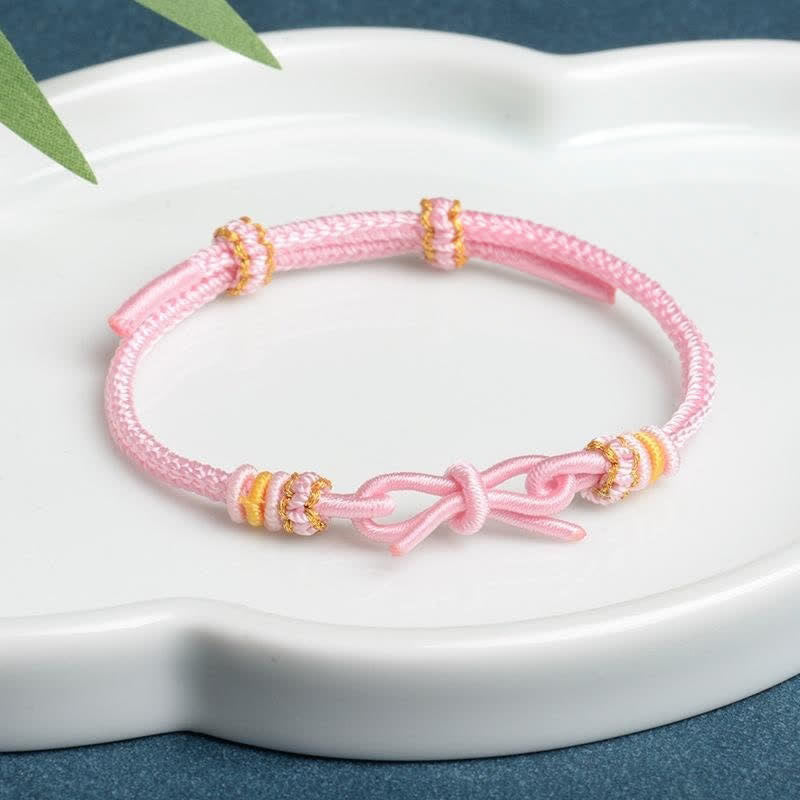 Buddha Stones Hand Woven Butterfly Luck Adjustable Braided Cord Bracelet - Pink - Red String(Protection♥Luck) - image 1